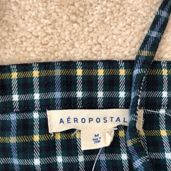 Aeropostale Aruba Teal Blue Plaid ZIP Front Dress Sleeveless Straps Size Medium - Picture 12 of 12